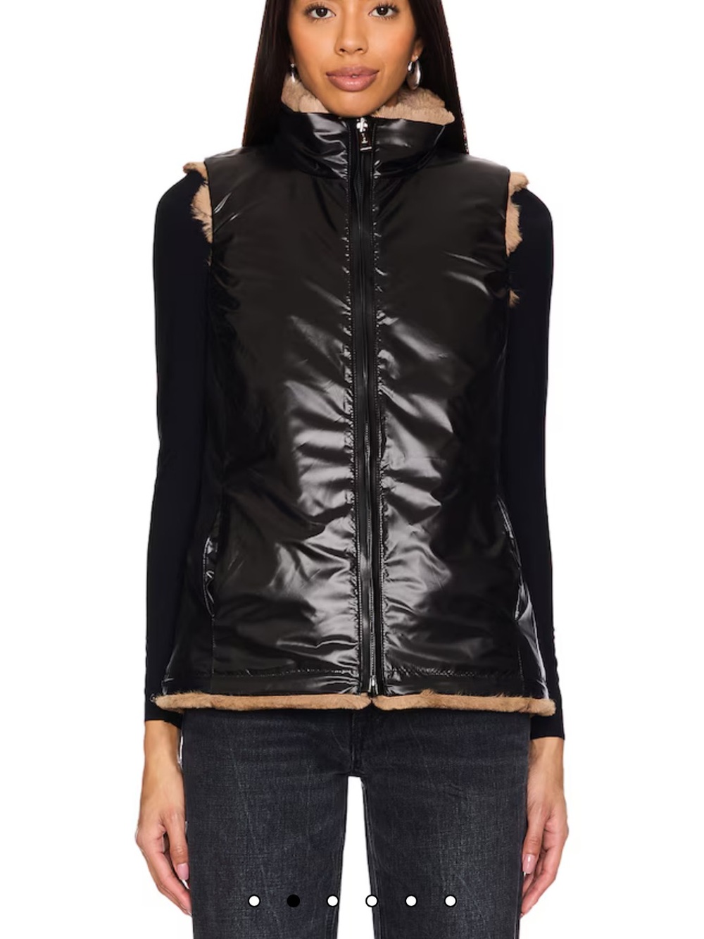 Jocelyn Tan Faux Fur Puffer Vest with Stand Collar - Picture 3 of 8